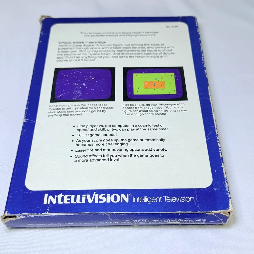 Space Hawk Mattel Intellivision 1981 Game CIB Box Manual Overlays‎ 5136